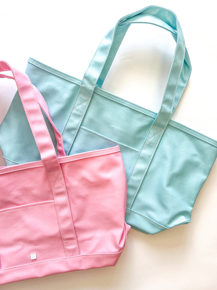 Lake Blue Coated Canvas Medium Tote