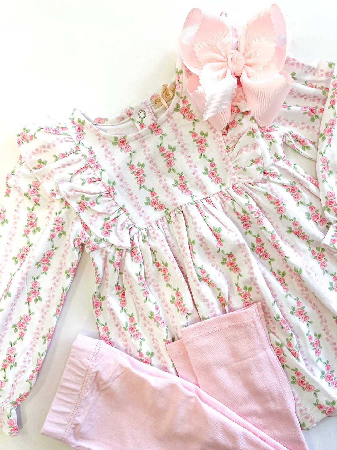 Sweet Roses Ruffled Leggings Set