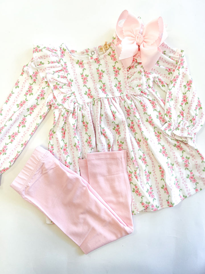 Sweet Roses Ruffled Leggings Set
