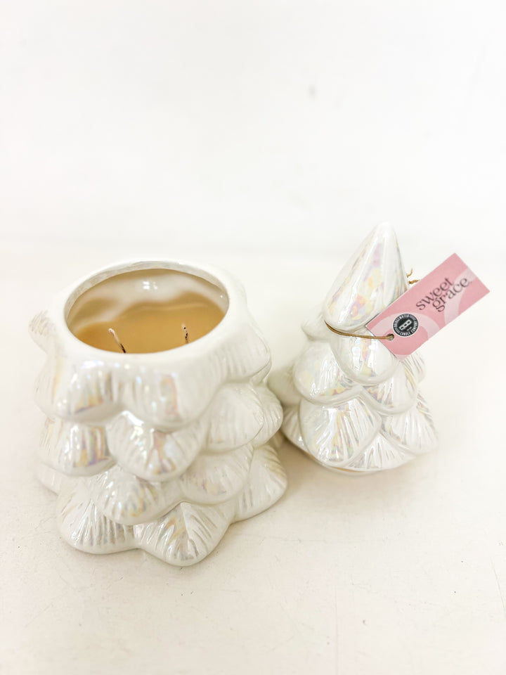 Sweet Grace White Ceramic Tree Candle #070