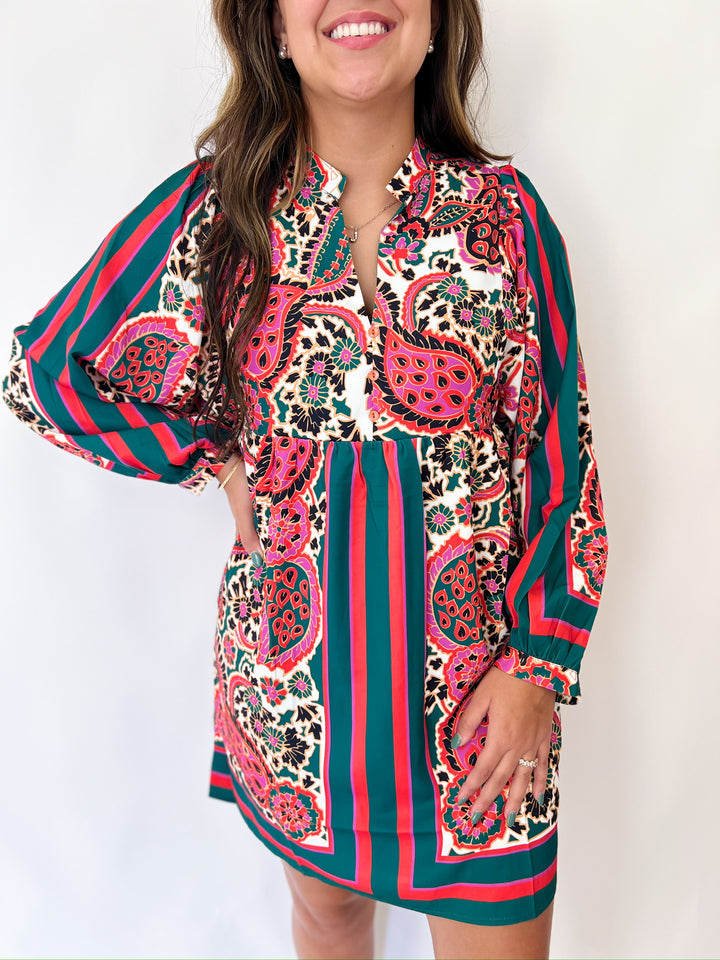 Paisley Scarf Batwing Dress