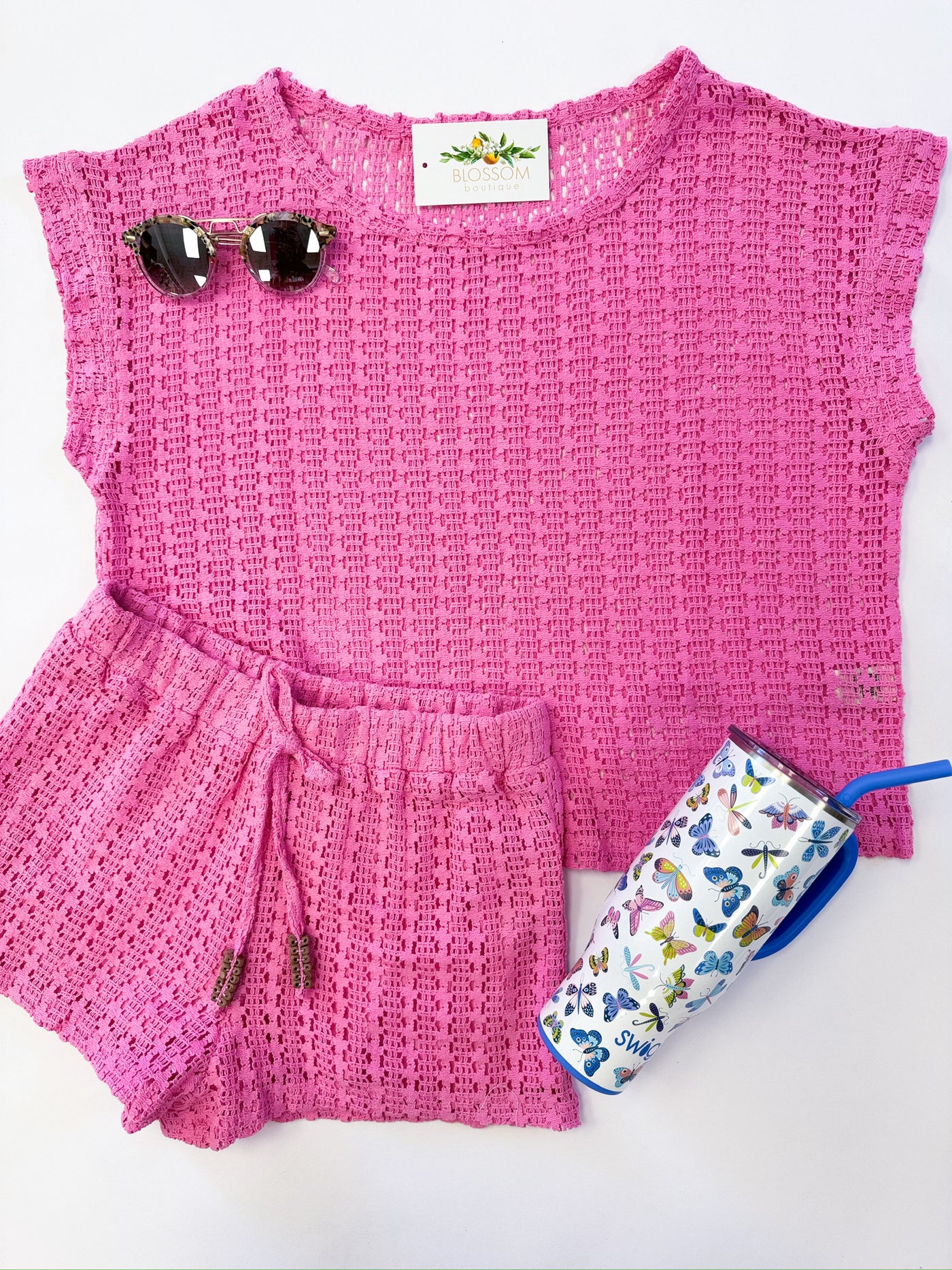 Hot Pink Vertical Crochet Top