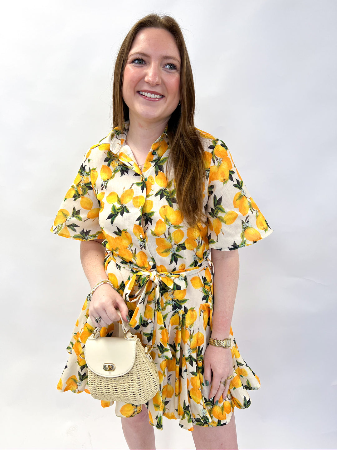 Romantic Lemon Belted Dress
