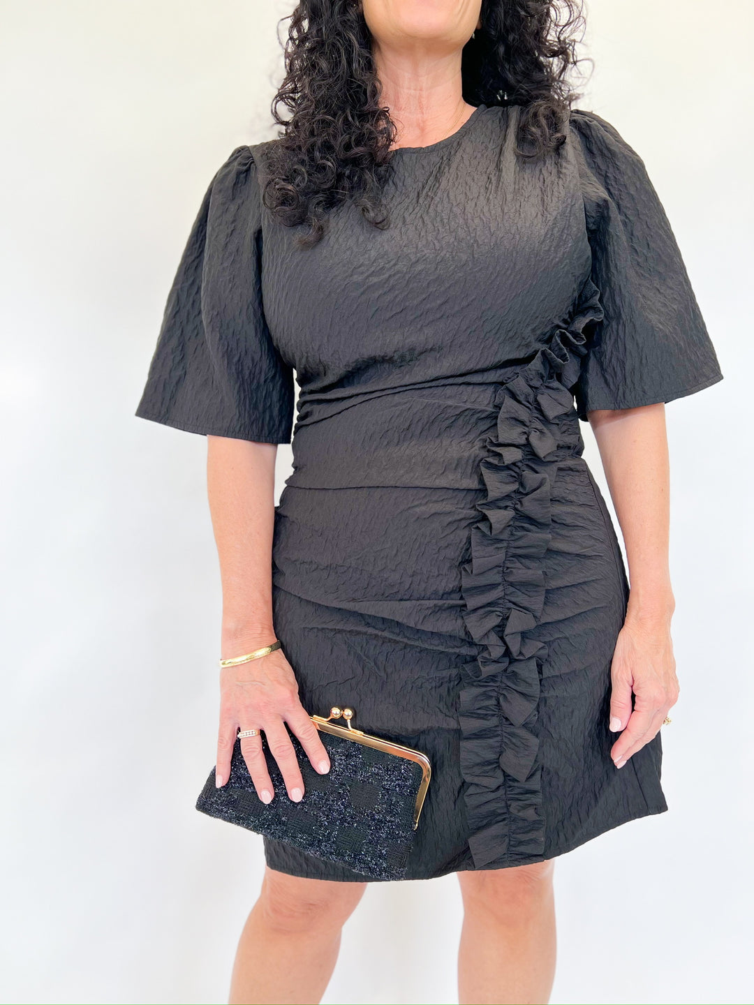 Georgia Black Ruffle Mini Dress