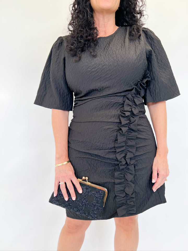 Georgia Black Ruffle Mini Dress