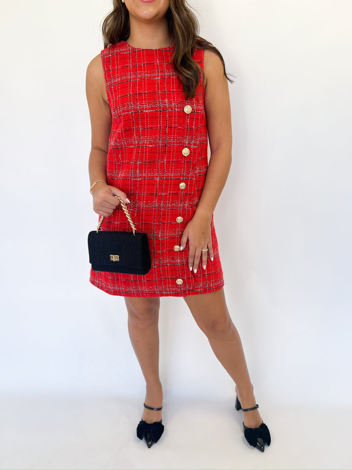 Reed Red Tweed Dress