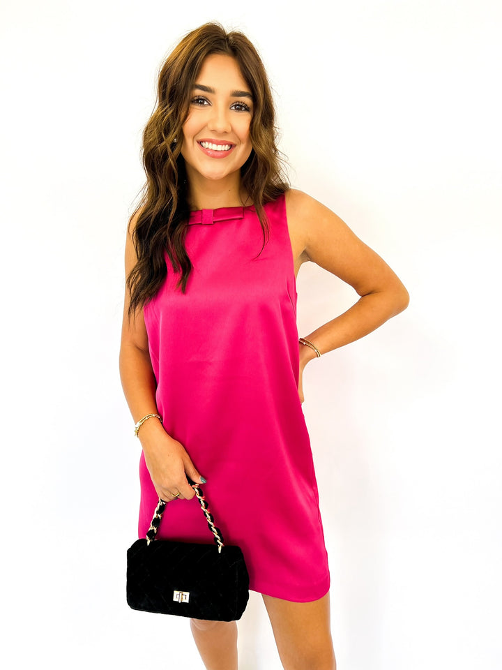 Fuchsia Bow Detail Mini Dress