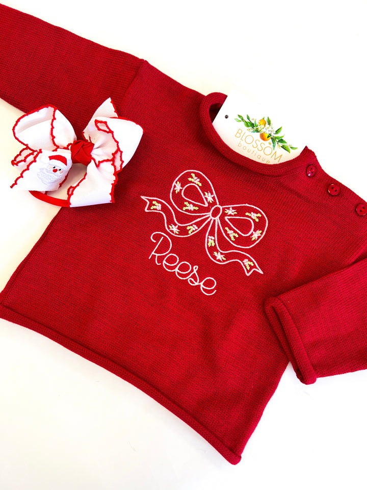 Red Rolled Neck Pullover