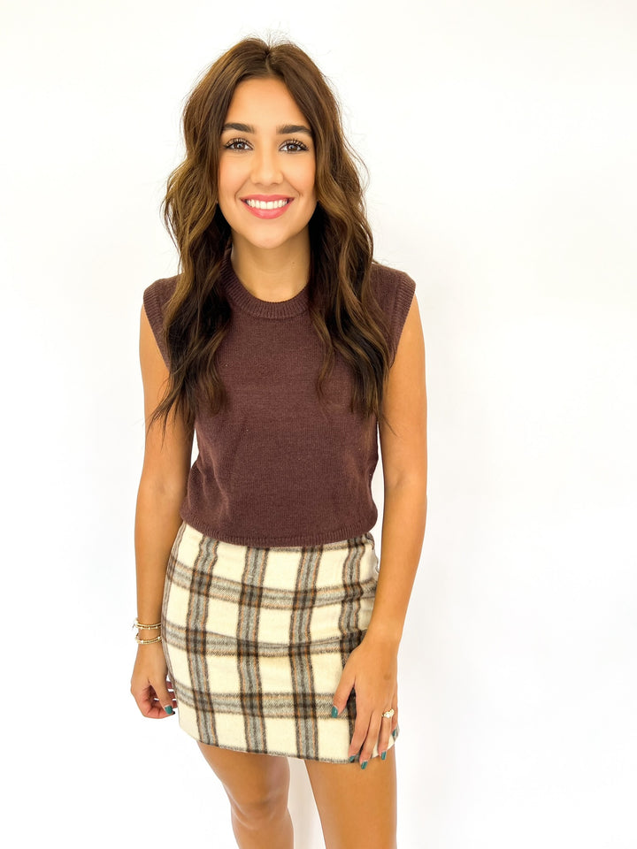 Cream Manhattan Hush Plaid Mini Skirt