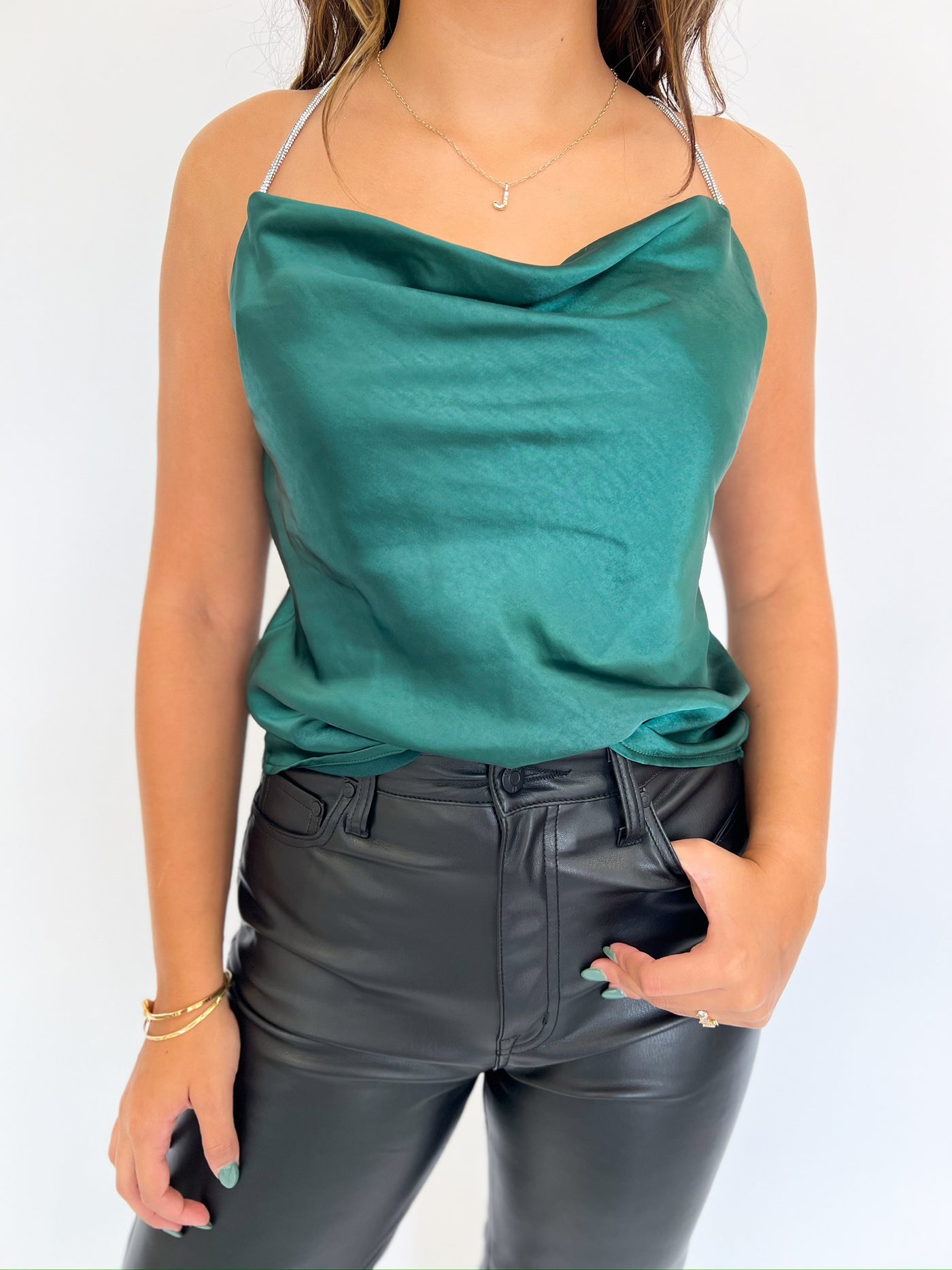 Emerald Jeweled Cami Top