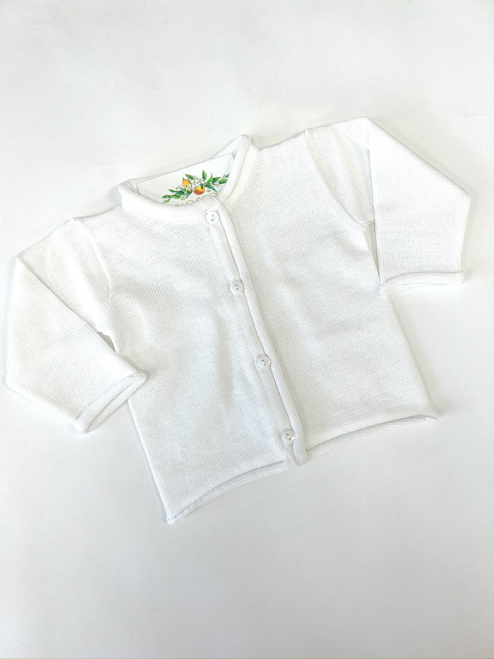 White Rolled Neck Cardigan