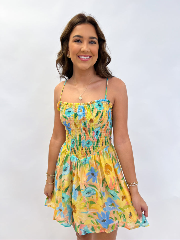 Yellow Multi Daisy Chain Mini Dress