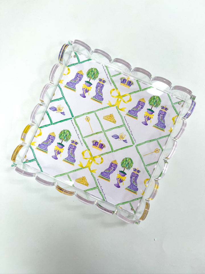 Mardi Gras Reversible Print Acrylic Tray