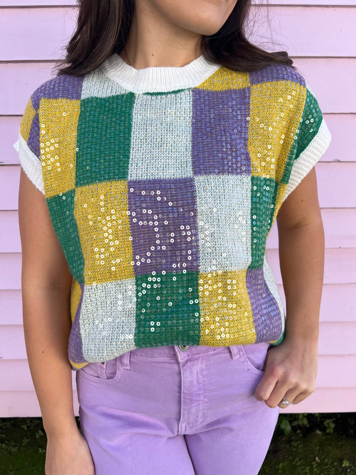 Mardi Gras Sequin All-Over Sweater