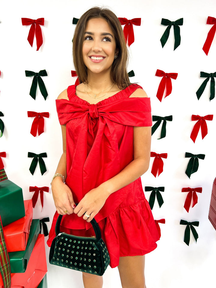 Red Show Stop Bow Mini Dress