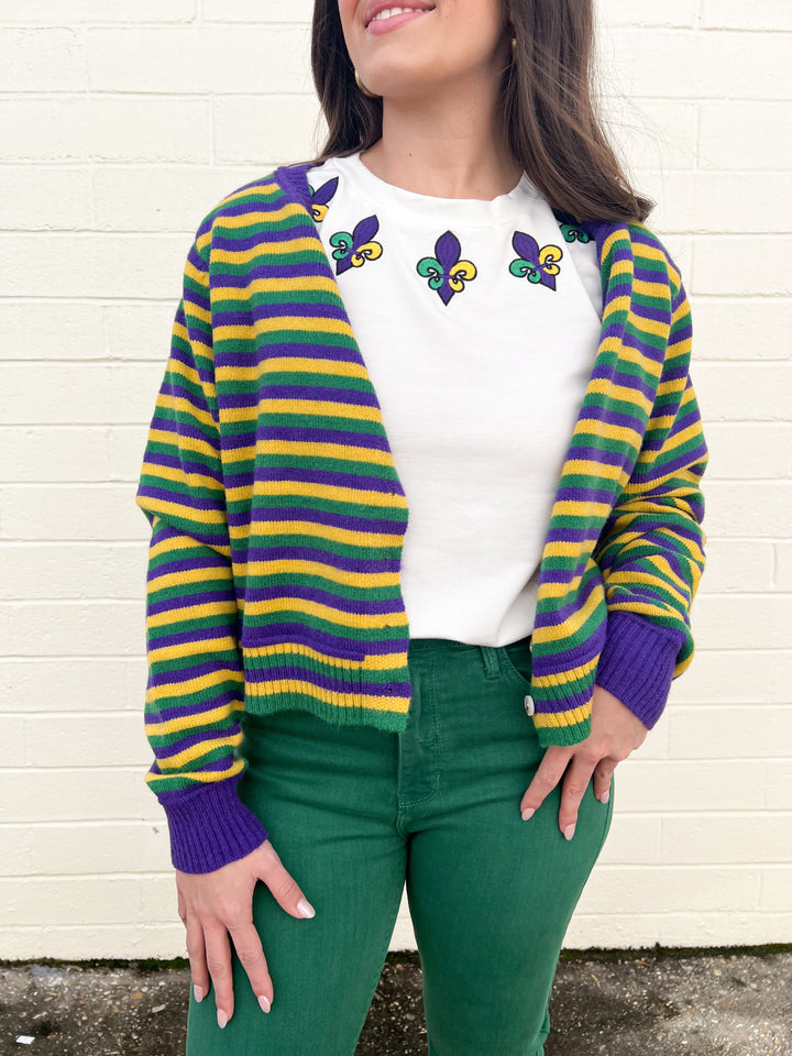 Mardi Gras Fleur De Lis Knit Tank