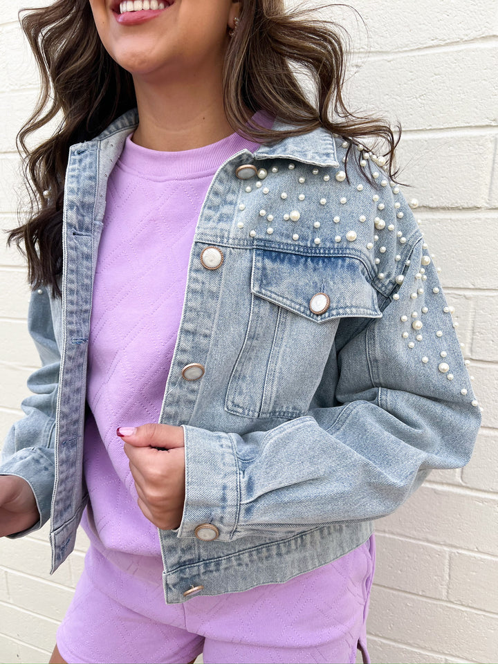 Denim Pearled Jacket