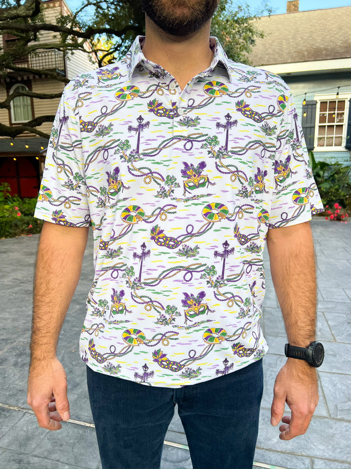 Mardi Gras Toile Teddy Polo