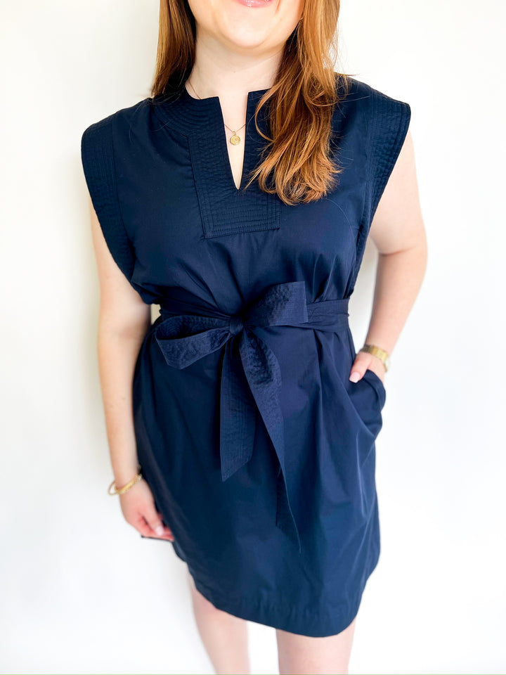 Navy Stitch Mini Dress