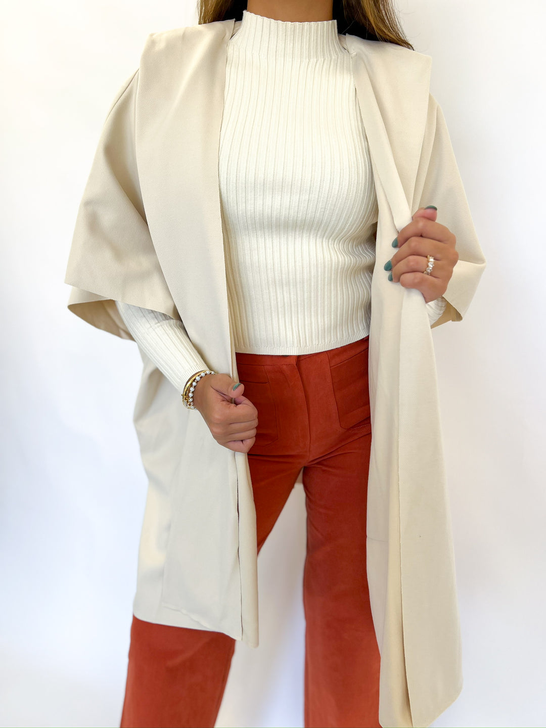 Lisha Belted Hooded Poncho