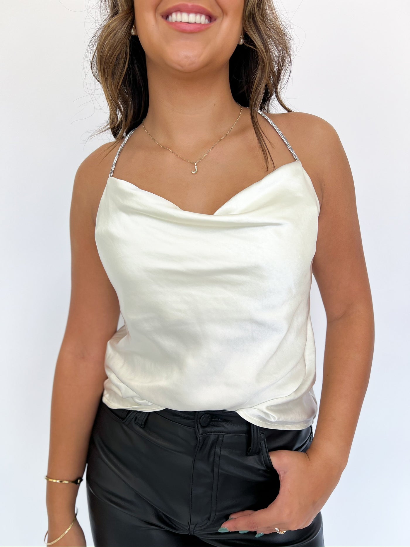 Ivory Jeweled Cami Top