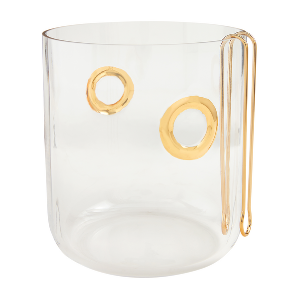 Glass Ice Bucket w/ Gold Ring