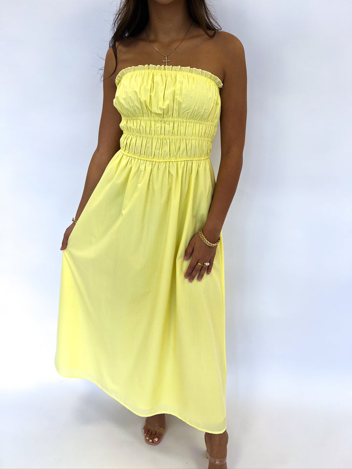 Lemoncello Strapless Midi Dress
