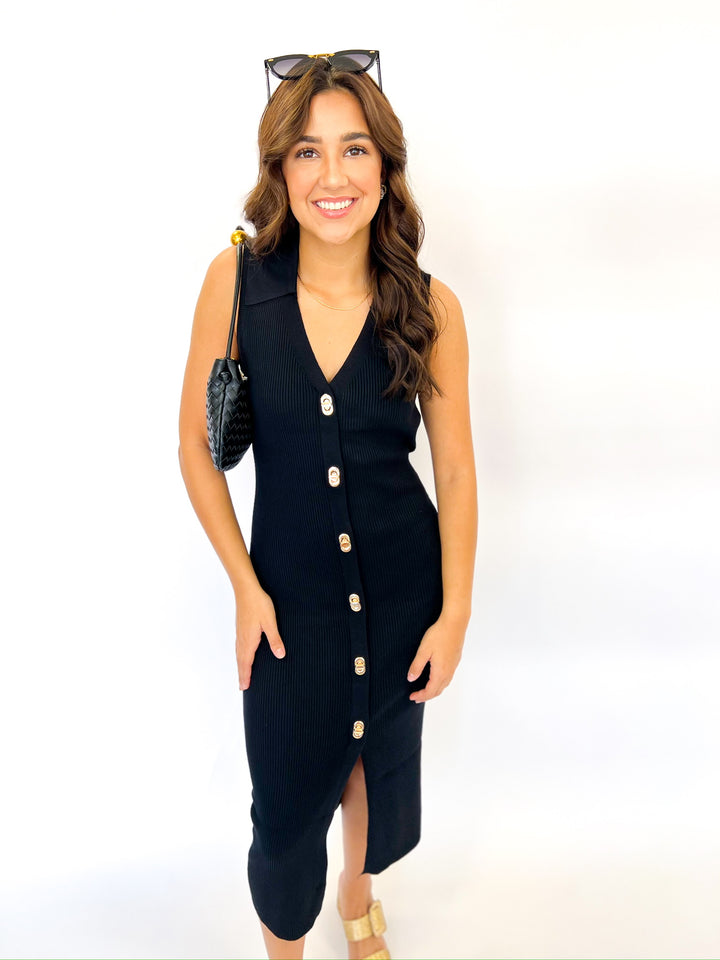 Black Knit Midi Dress