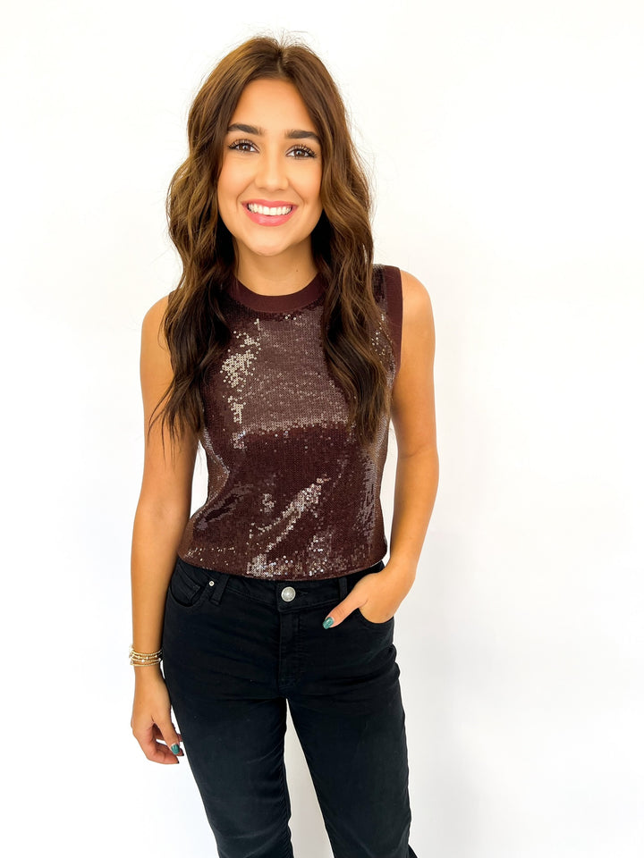 Brown Sequin Laken Tank