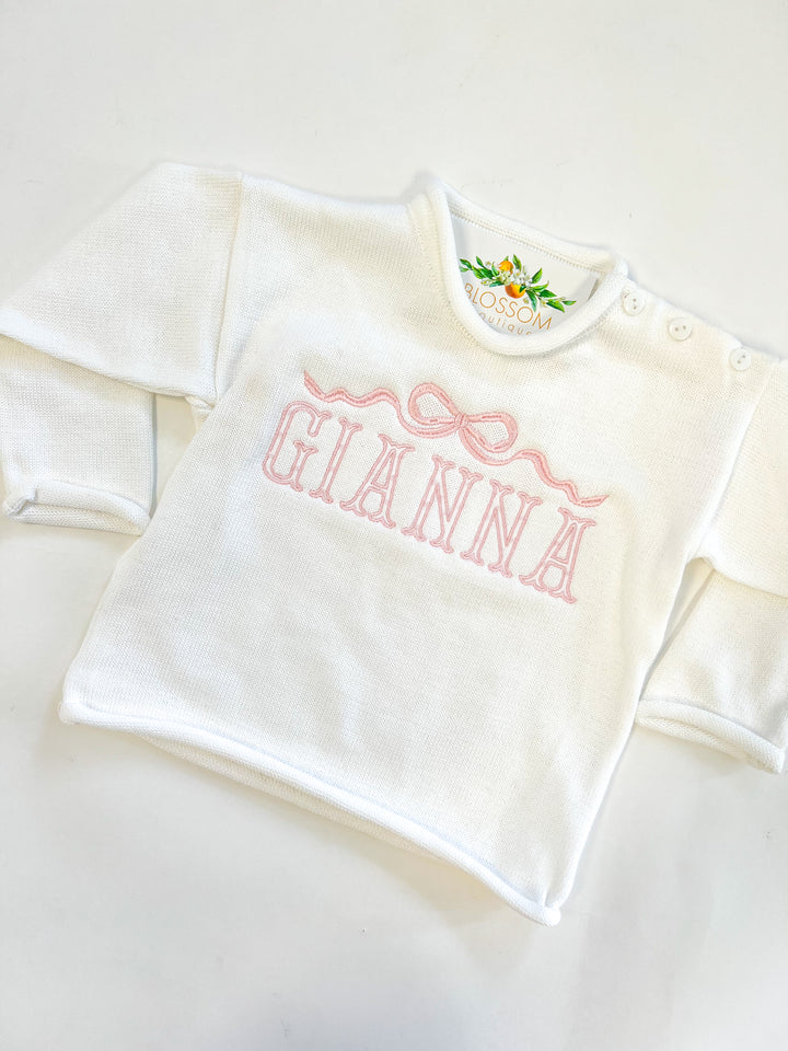 White Rolled Neck Pullover