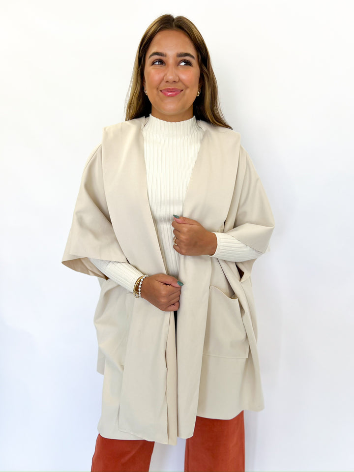 Lisha Belted Hooded Poncho