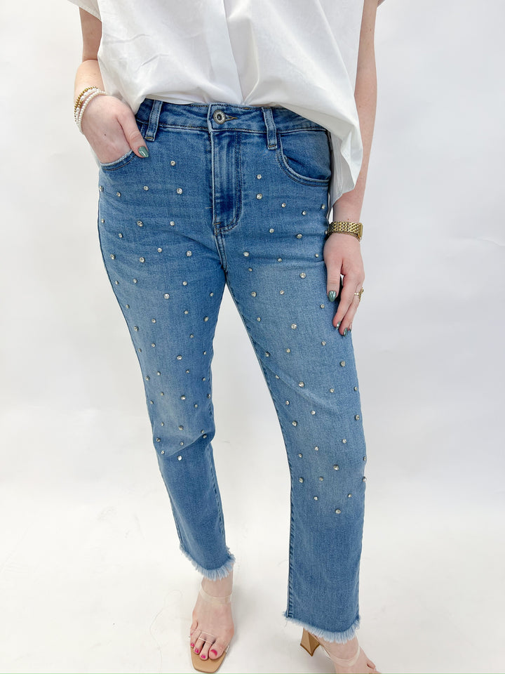 Ripped Embellished Jeans