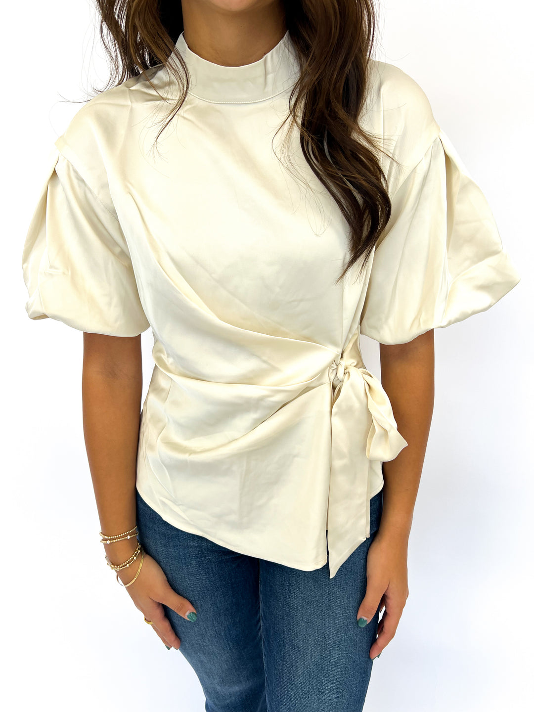 Champagne Sasha Satin Top