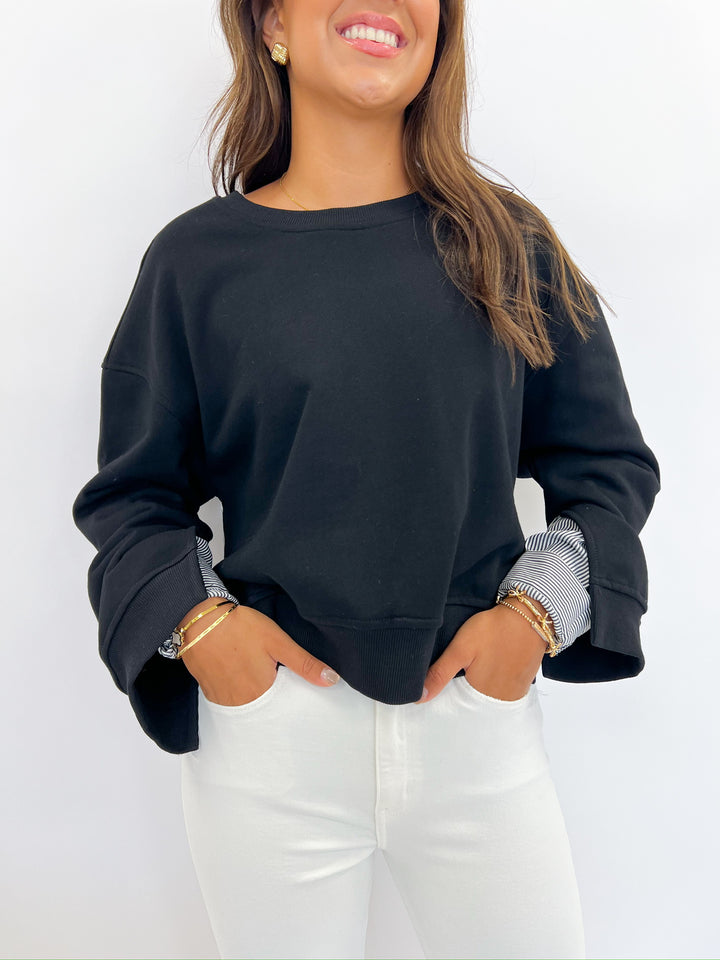 Black Striped Mixed Top