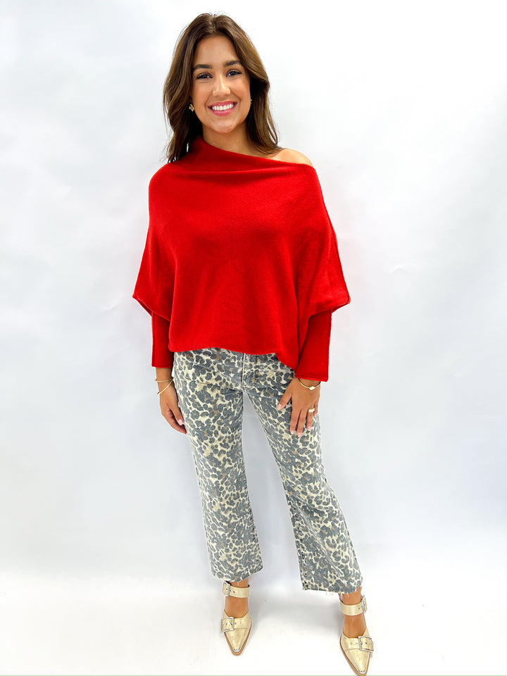 Red Asymmetrical Sweater
