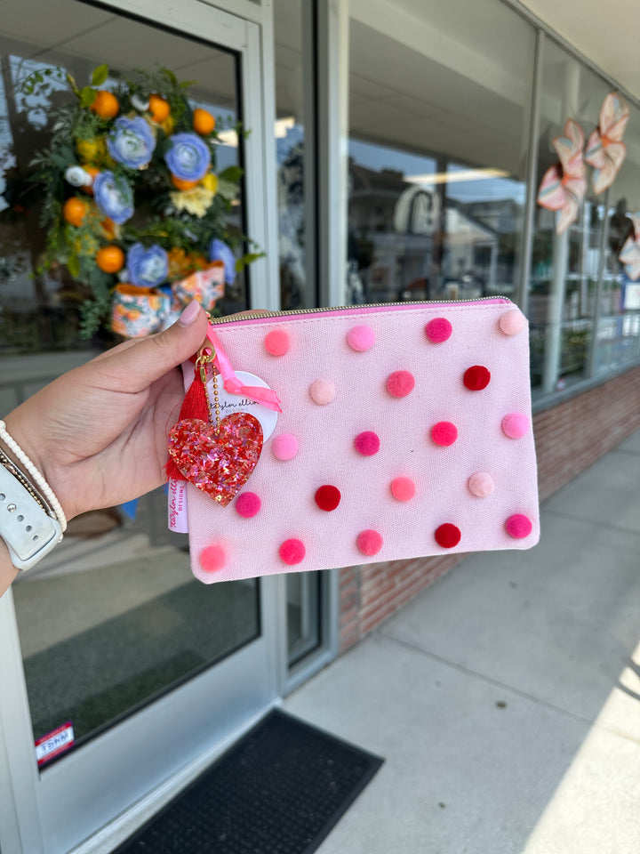 Red and Pink PomPom Pouch