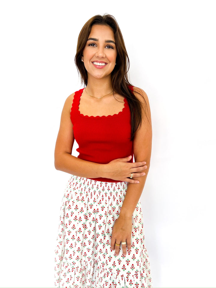Digital Floral Smocked Tiered Maxi Skirt