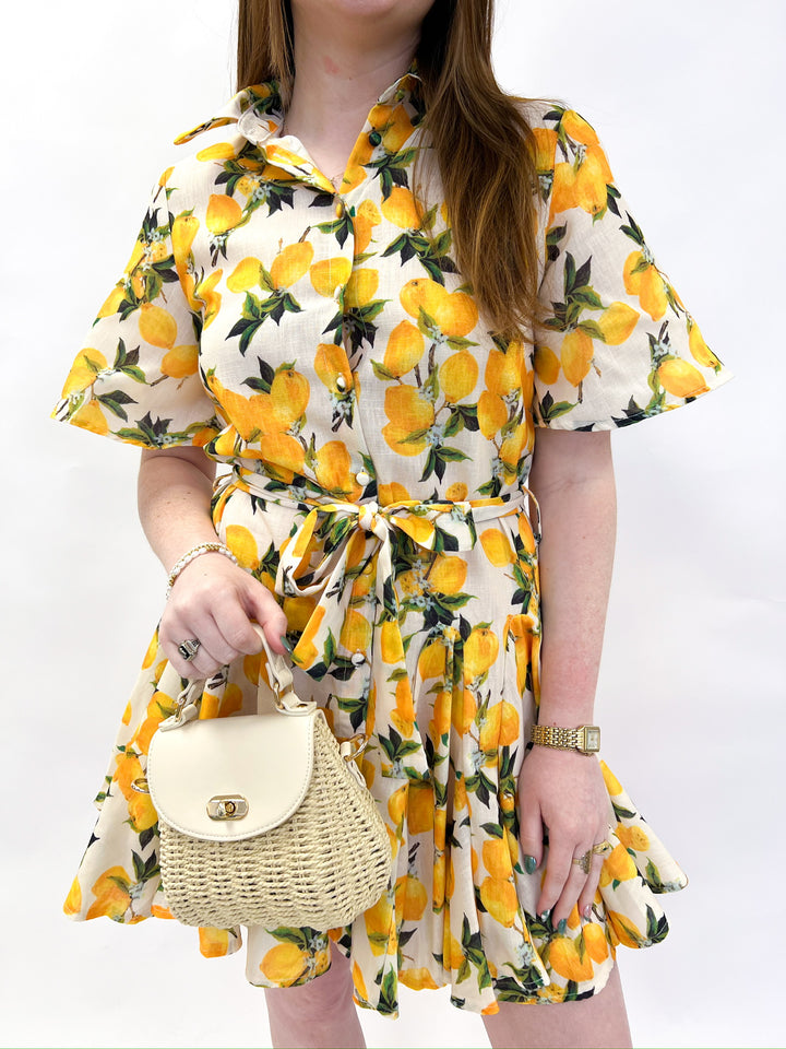 Romantic Lemon Belted Dress
