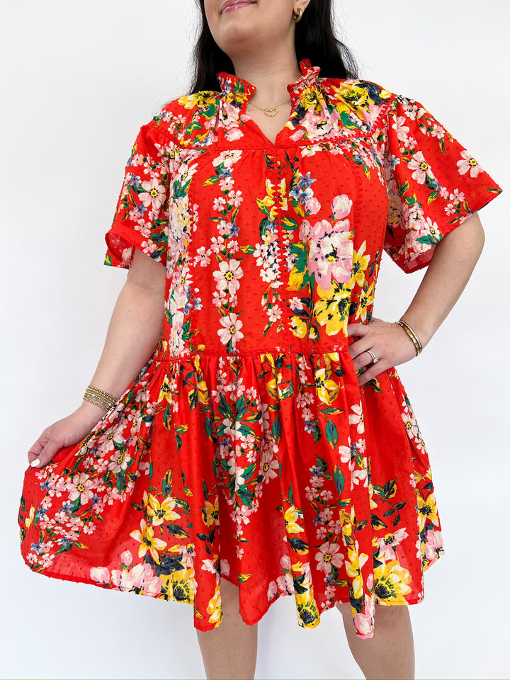 Orange Multi Magnet Floral Dress