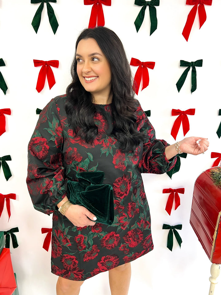 Black Rose Jacquard Dress