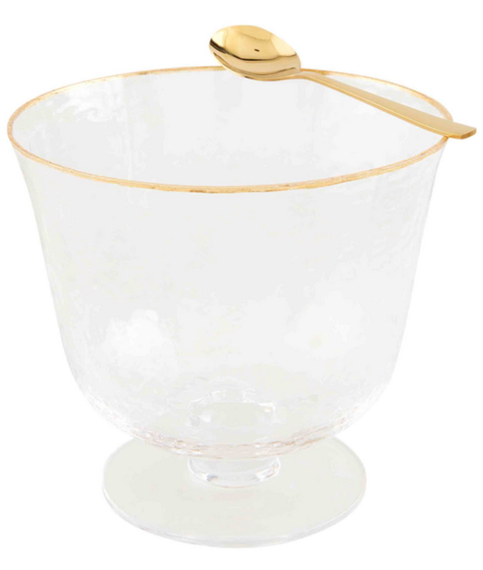 Gold Edge Glass Pedestal Bowl