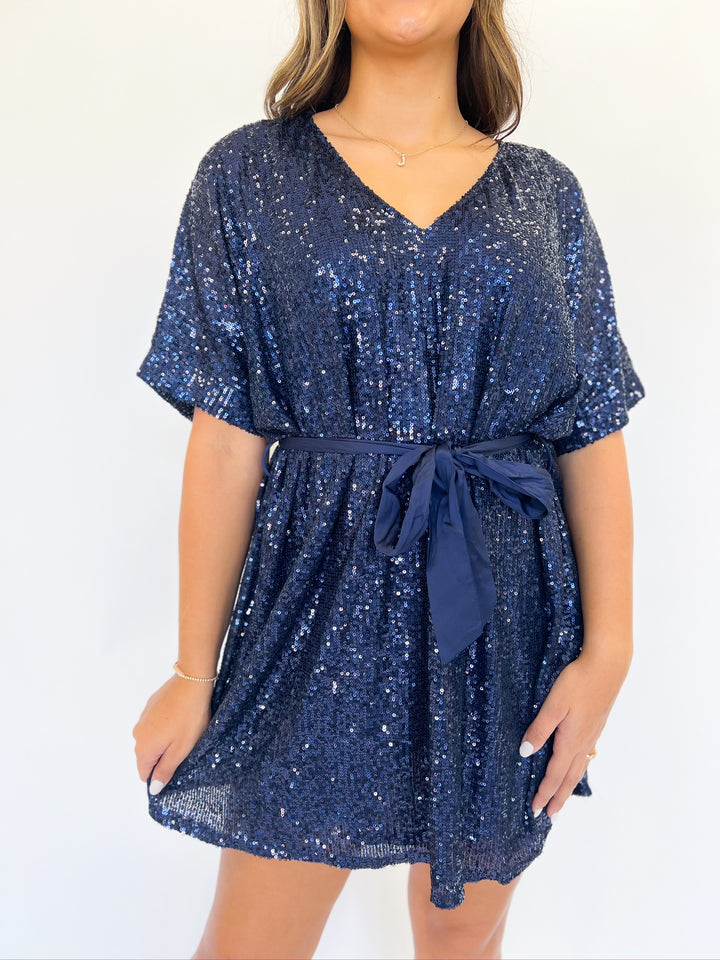 Sky High Sequin Tie Dress