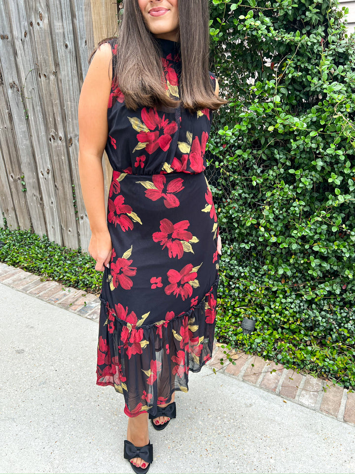 Red Multi Gypset Midi Dress