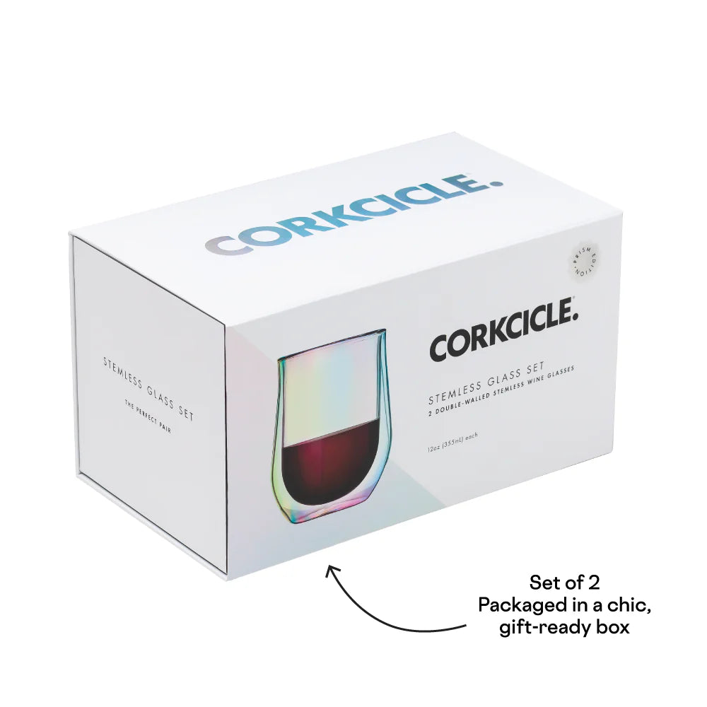 Clear Stemless Glass Double Pack