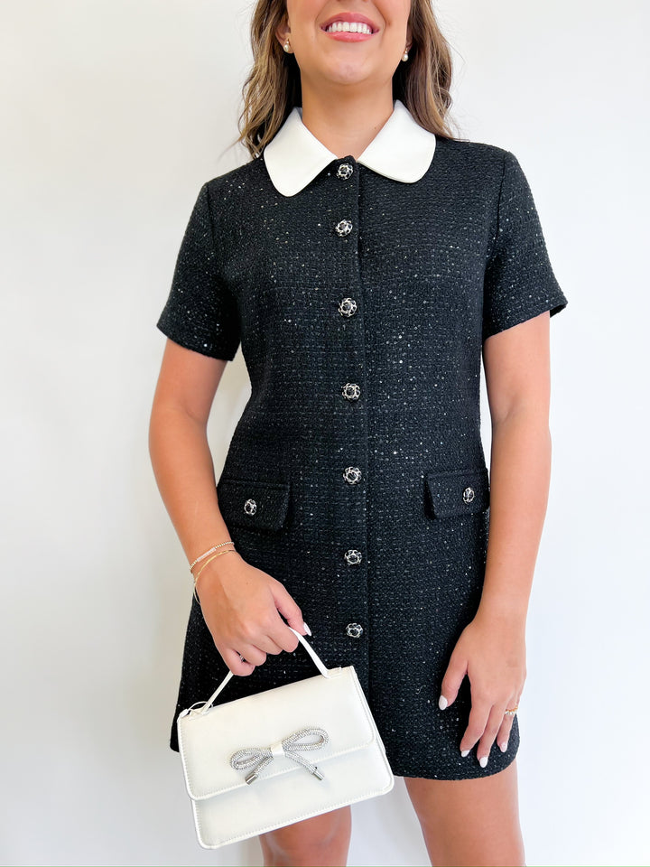 Black Tracie Tweed Mini Dress