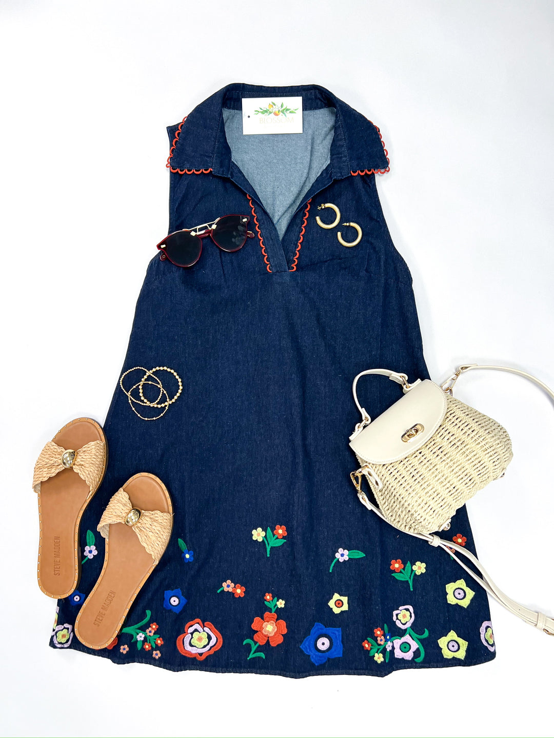 Indigo Sleeveless Collared Mini Dress