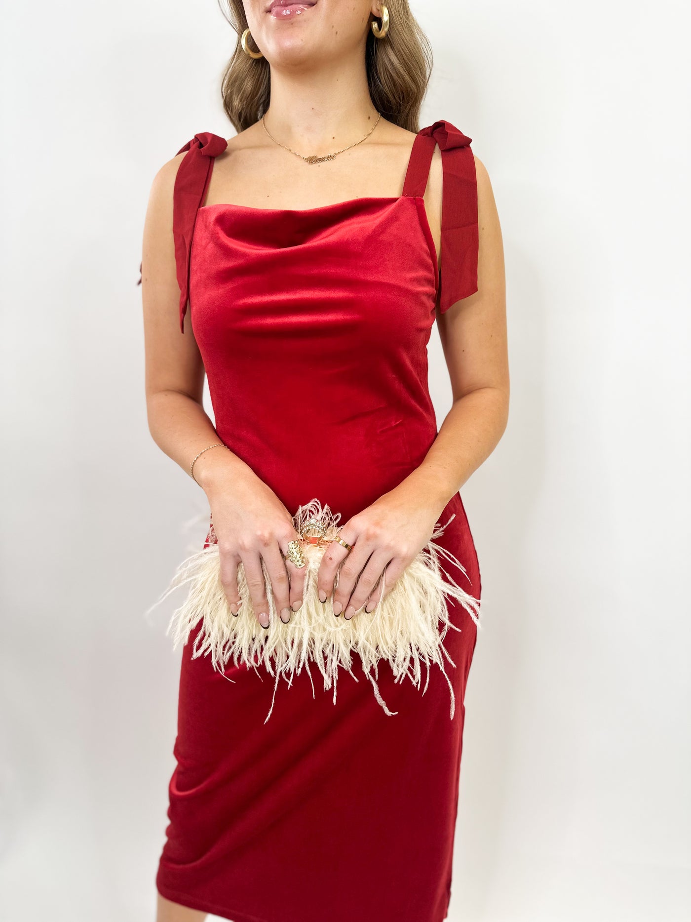 Loretta Red Velvet Midi Dress