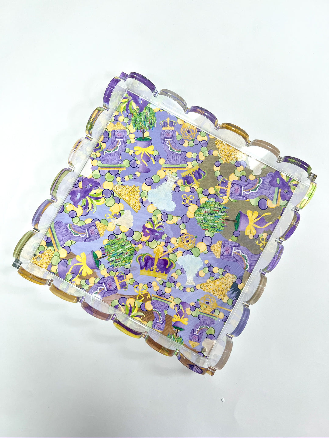 Mardi Gras Reversible Print Acrylic Tray