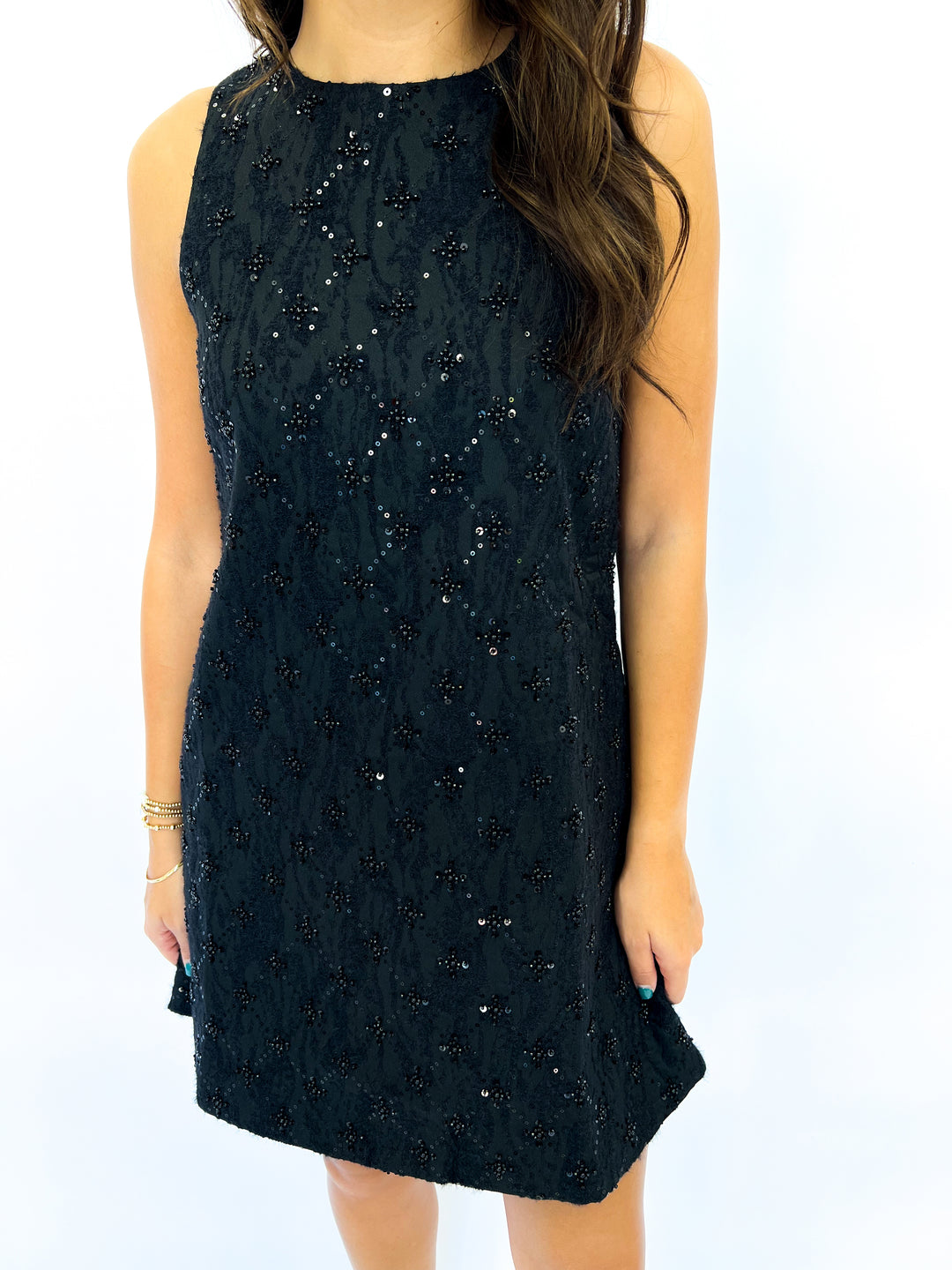 Black Beaded Dale Dress