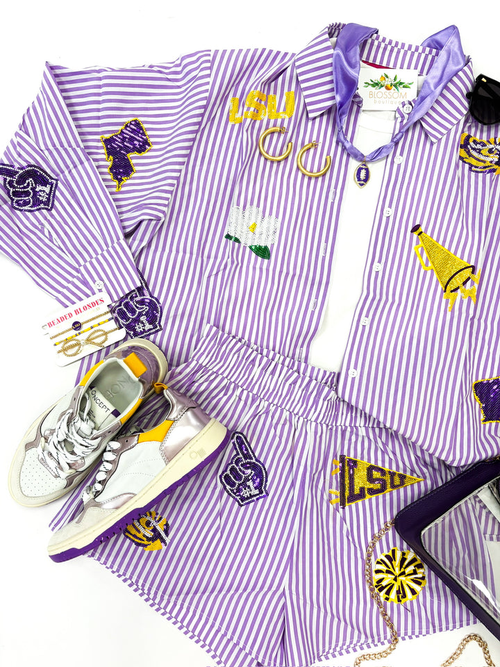 LSU Mini Icon Striped Short